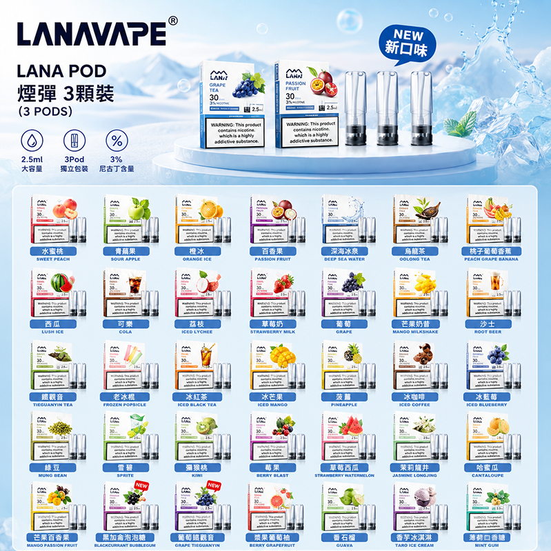 LANA 煙彈｜2.5ml*3Pod｜35款口味